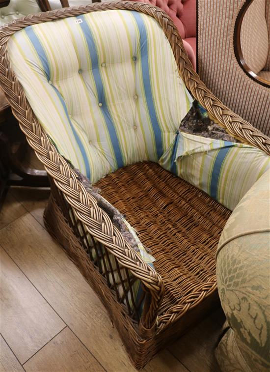 A wicker armchair